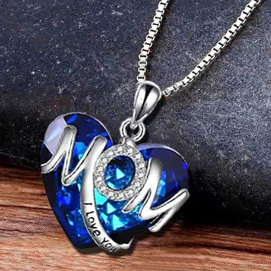 Mom's Heart Crystal Necklace